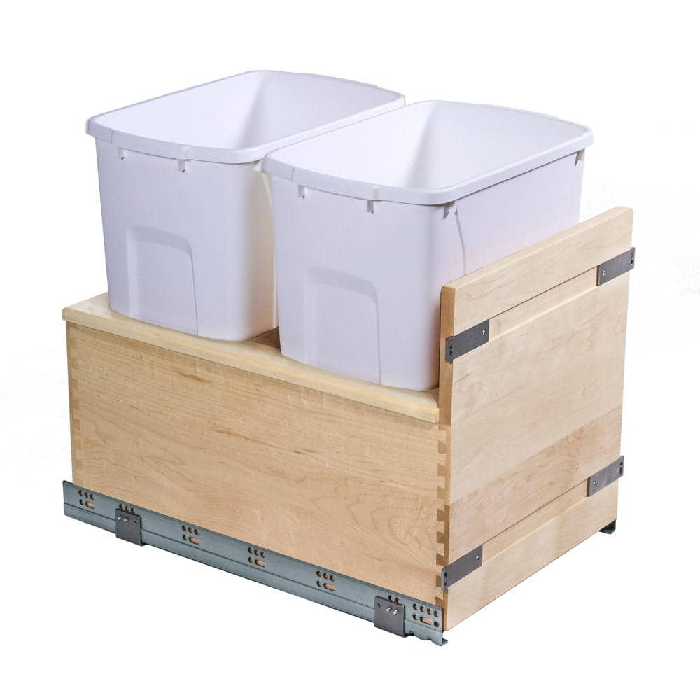 14-7/8 in. W x 19-1/4 in. H x 21 in. D Double 35 qt. White Pull Out Bottom Mount Waste Container