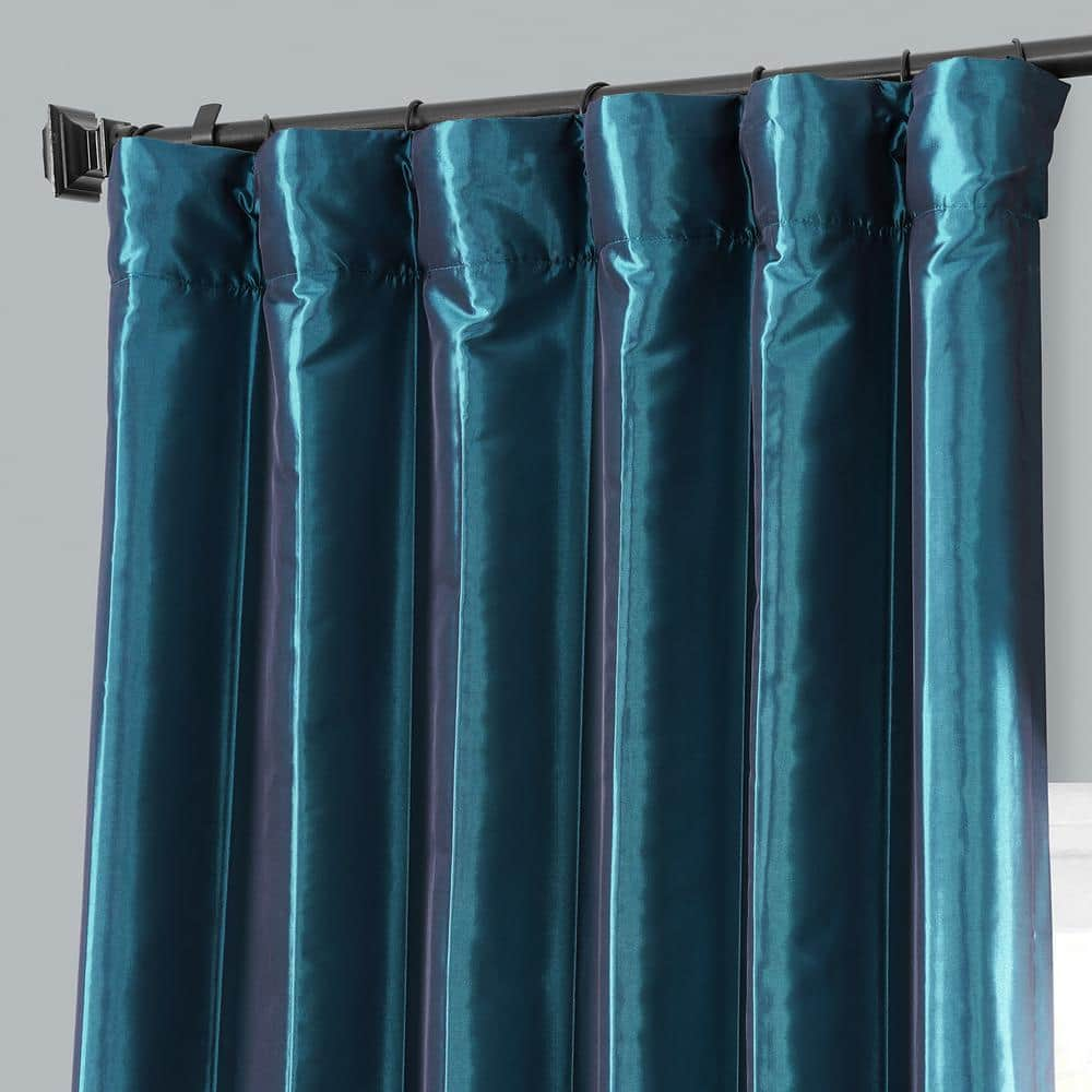 Mediterranean Blue Room Darkening Faux Solid Taffeta Curtain – 50 in. W x 120 in Rod Pocket