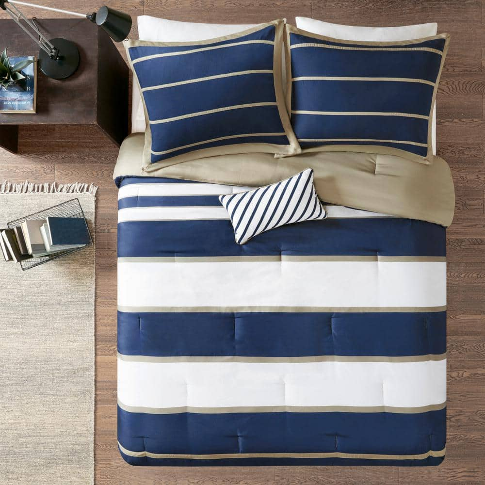 Jonah 4-Piece Navy Full/Queen Comforter Set