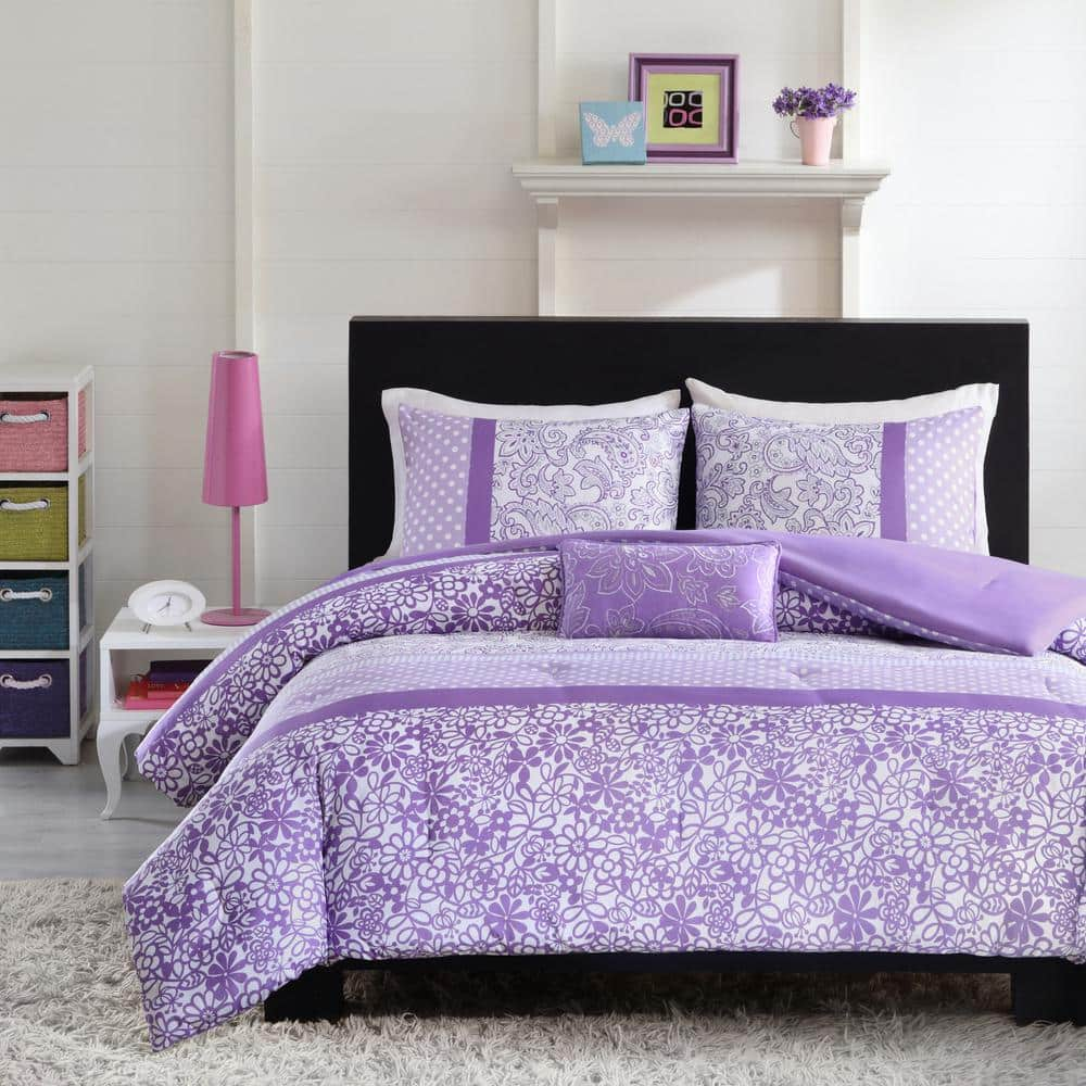 Sadie 4-Piece Purple Full/Queen Comforter Set