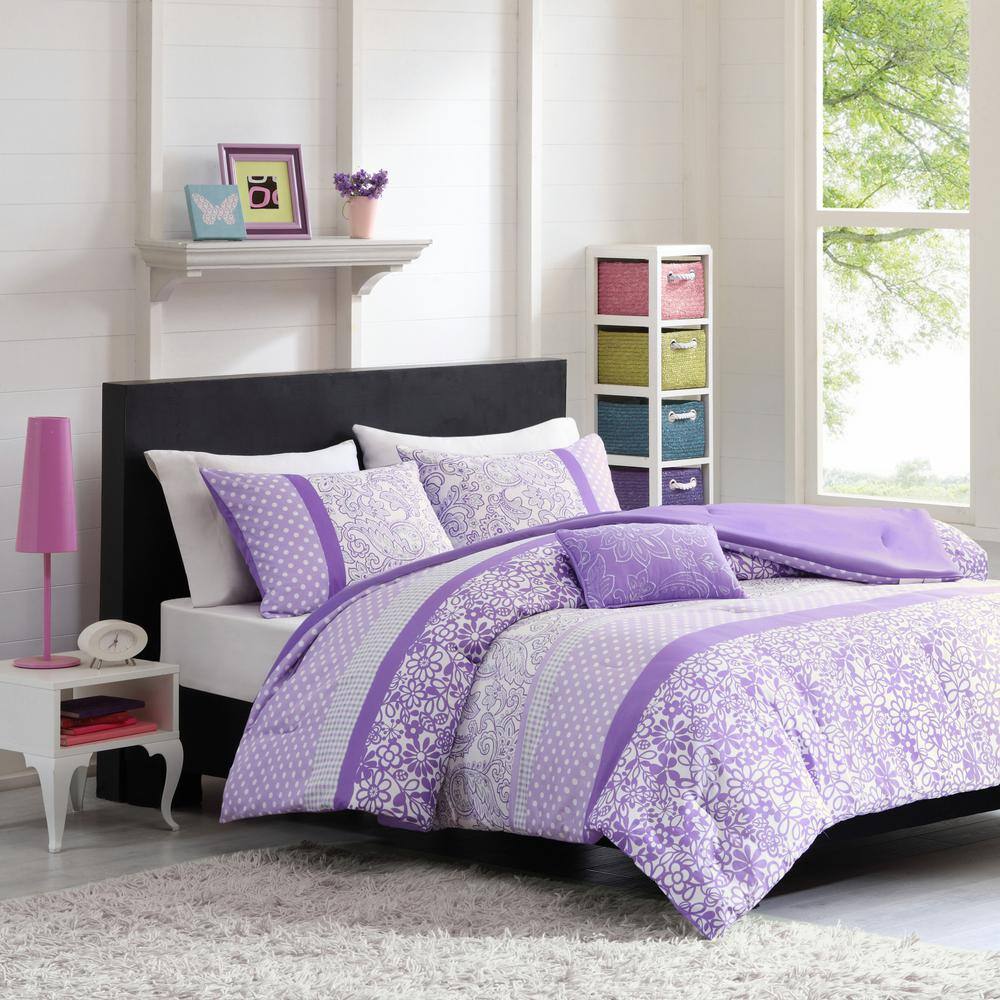 Sadie 4-Piece Purple Full/Queen Comforter Set