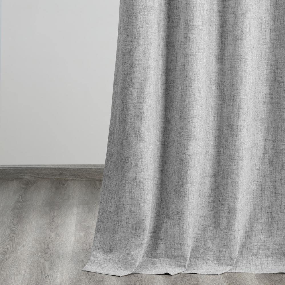 Millennial Grey Thermal Cross Linen Weave Grommet Blackout Curtain – 50 in. W x 96 in. L (1 Panel)