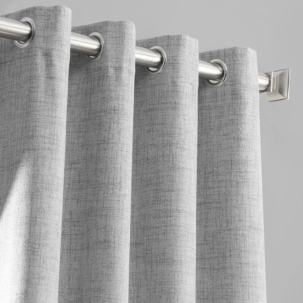 Millennial Grey Thermal Cross Linen Weave Grommet Blackout Curtain – 50 in. W x 96 in. L (1 Panel)