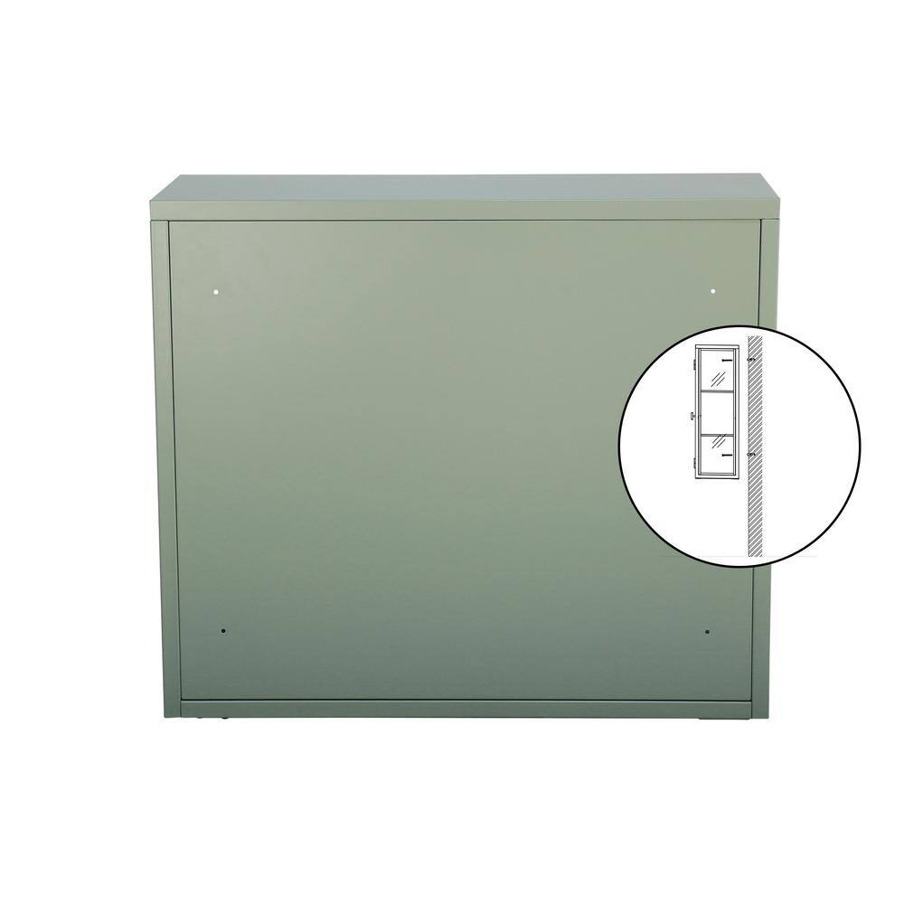 Mint Green Double Glass Door Pantry Organizer with Detachable Shelves