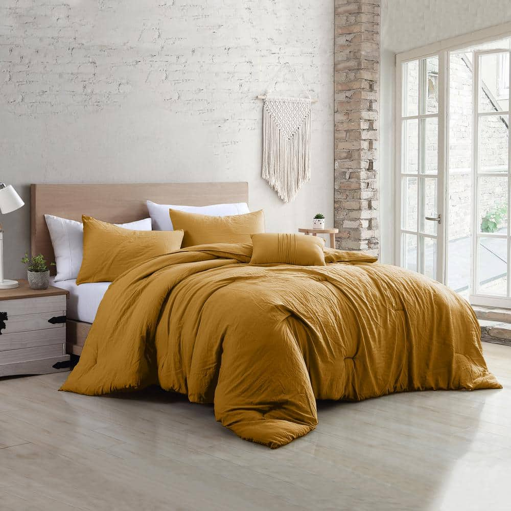 4-Piece Gold Beck Microfiber King Comforter Set