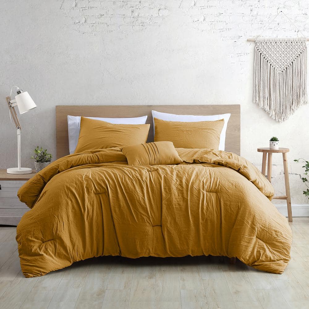 4-Piece Gold Beck Microfiber King Comforter Set