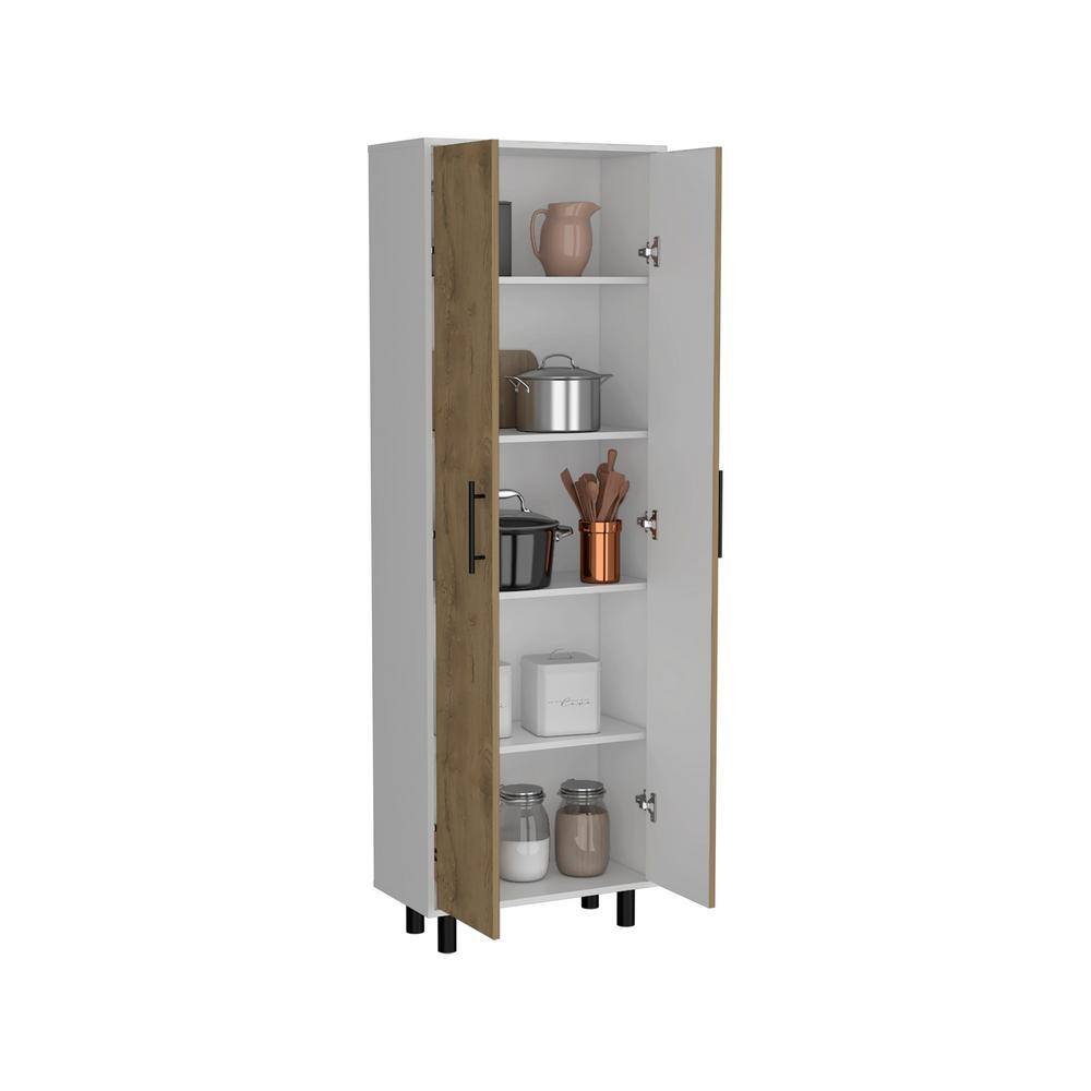 11.80 in. D x 23.60 in. W x 70.90 in. H Brown Manufactured Wood Finish Pantry Cabinet with 5 internal shelves