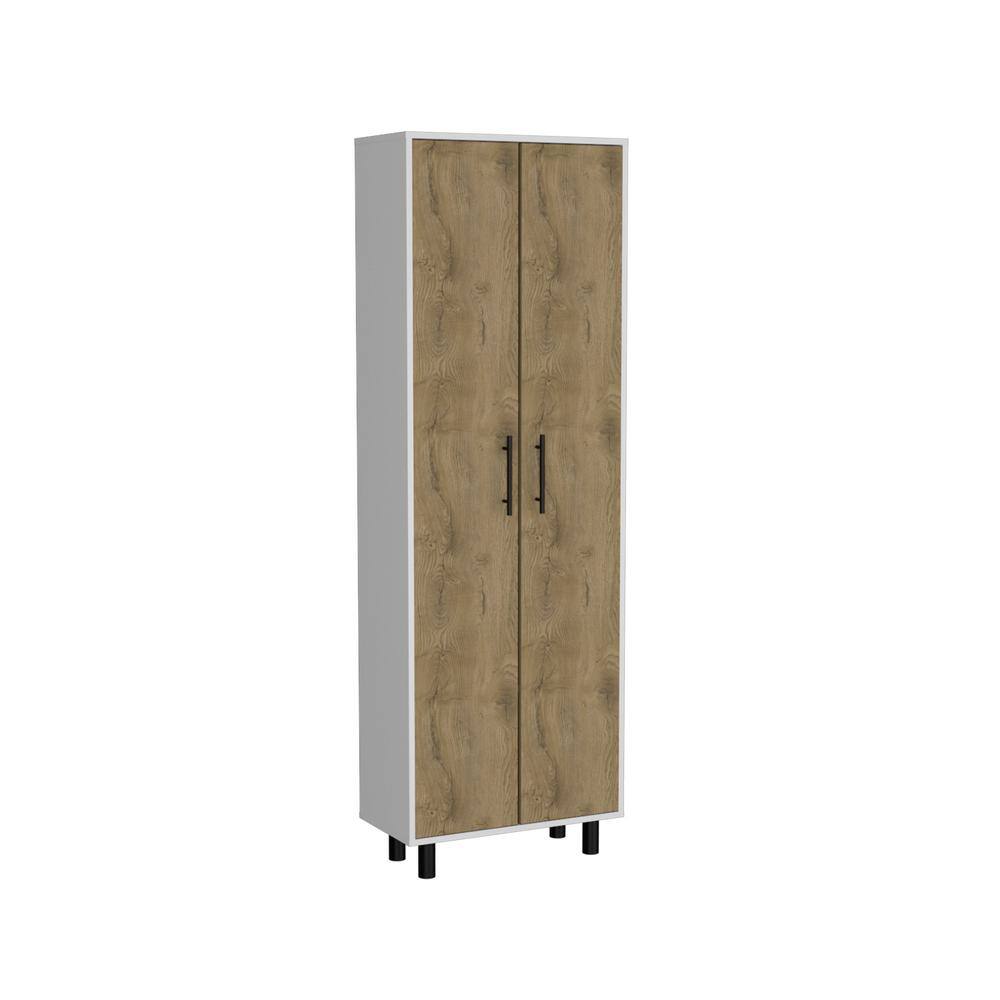 11.80 in. D x 23.60 in. W x 70.90 in. H Brown Manufactured Wood Finish Pantry Cabinet with 5 internal shelves