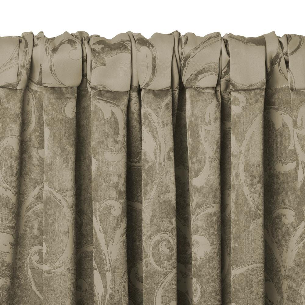 Natural Jacquard Blackout Curtain – 52 in. W x 84 in. L