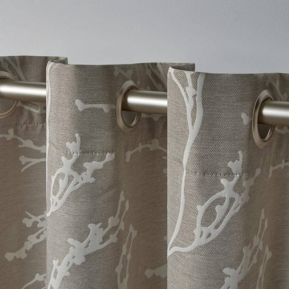 Kilberry Natural Nature Woven Room Darkening Grommet Top Curtain, 52 in. W x 63 in. L (Set of 2)