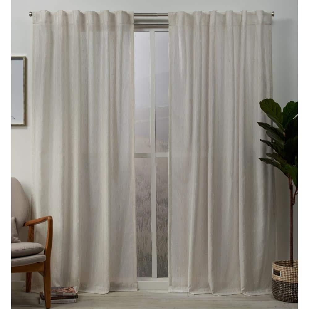 Muskoka Natural Solid Light Filtering Hidden Tab / Rod Pocket Curtain, 54 in. W x 96 in. L (Set of 2)