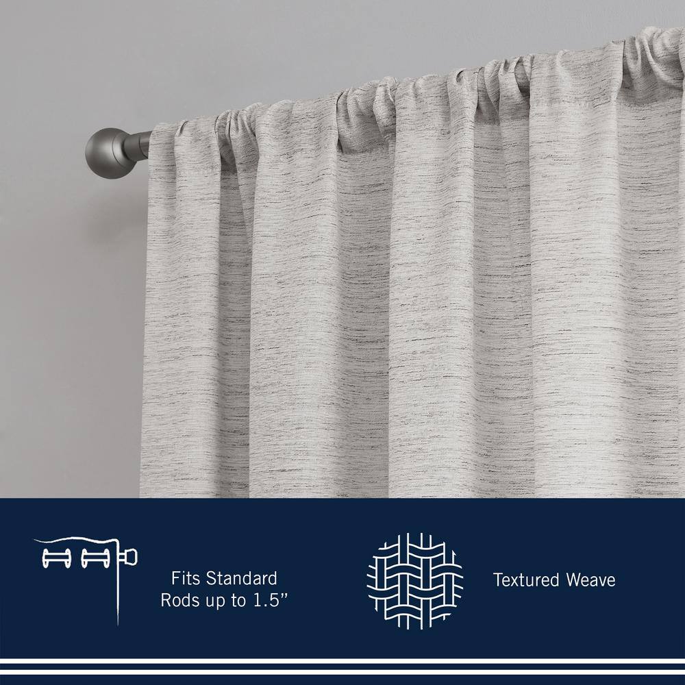 Caspian Natural Microfiber Textured Rod Pocket Light Filtering Window Curtain 54 in. W x 96 in. L (2-Panels)