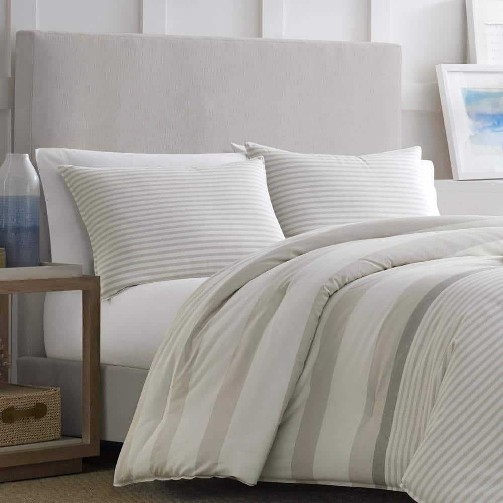 Saybrook 3-Piece Beige Striped Cotton King Comforter Set