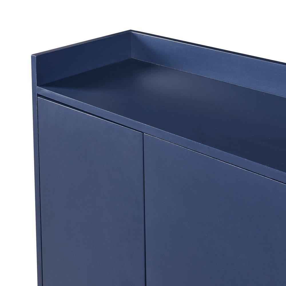 Navy Blue Wood Pantry Organizer Sideboard Cabinet with Large Storage Space