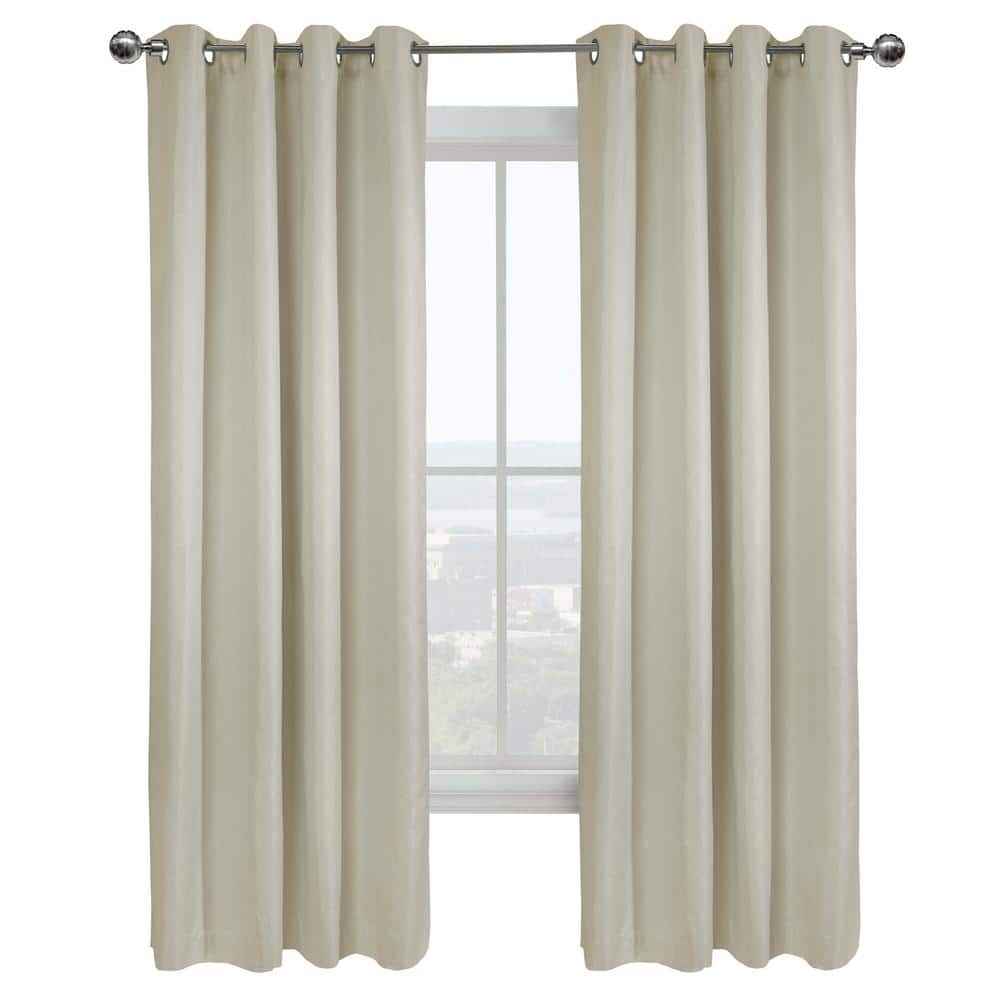 Vigo Off-White Polyester Textured 52 in. W x 95 in. L Grommet Indoor Blackout Curtain (Single Panel)