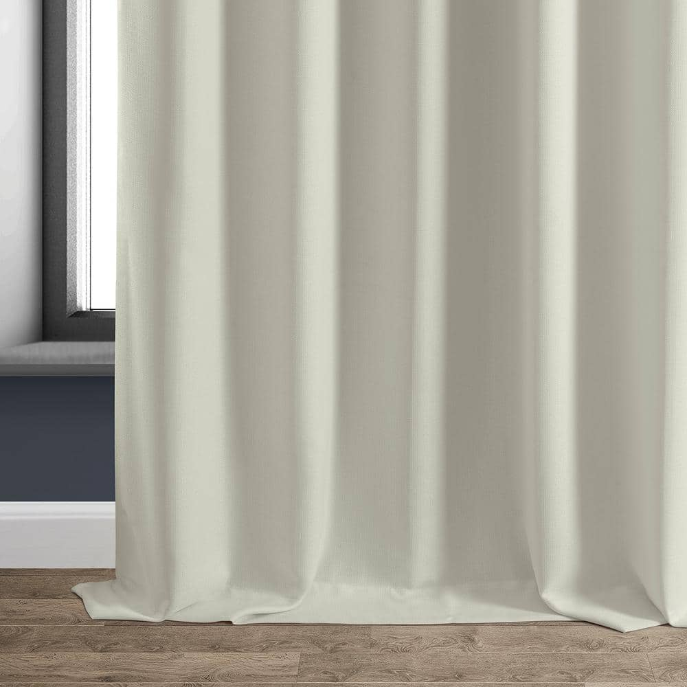 Signature Off White Faux Linen Solid Curtain 50 in. W x 84 in. L – Rod Pocket Blackout Curtain (Single Panel)