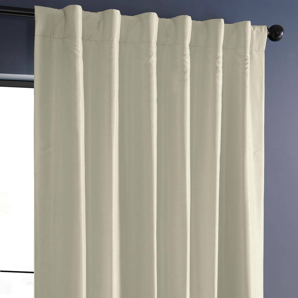 Off White Textured Faux Dupioni Silk Blackout Curtain – 50 in. W x 96 in. L Rod Pocket with Back Tab Single Window Panel