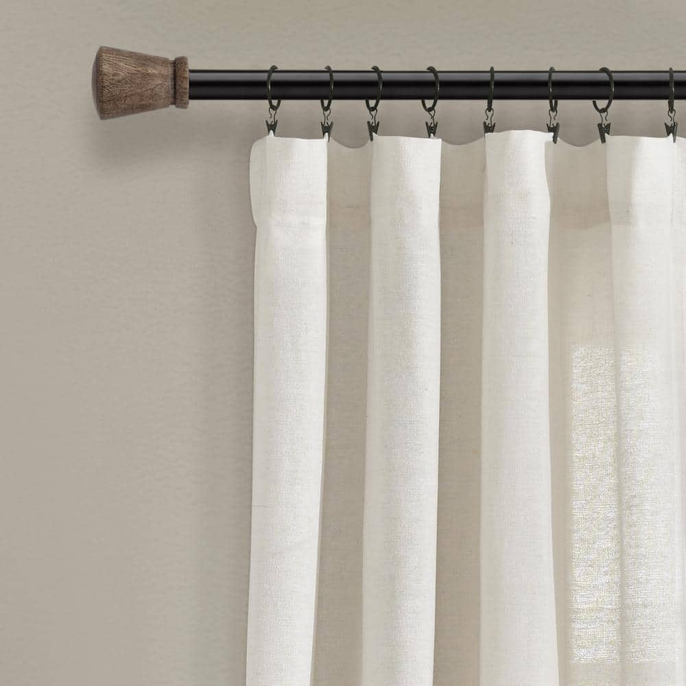 Off White Linen Rod Pocket Room Darkening Curtain – 40 in. W x 95 in. L