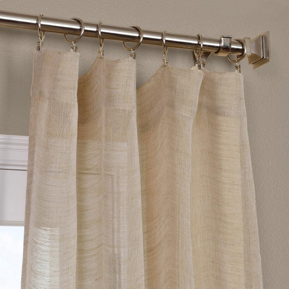 Open Weave Natural Solid Rod Pocket Sheer Curtain – 50 in. W x 108 in. L (1 Panel)