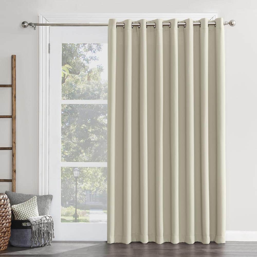 Gavin Pearl Polyester 100 in. W x 84 in. L Grommet Sliding Patio Door Blackout Curtain (Single Panel)