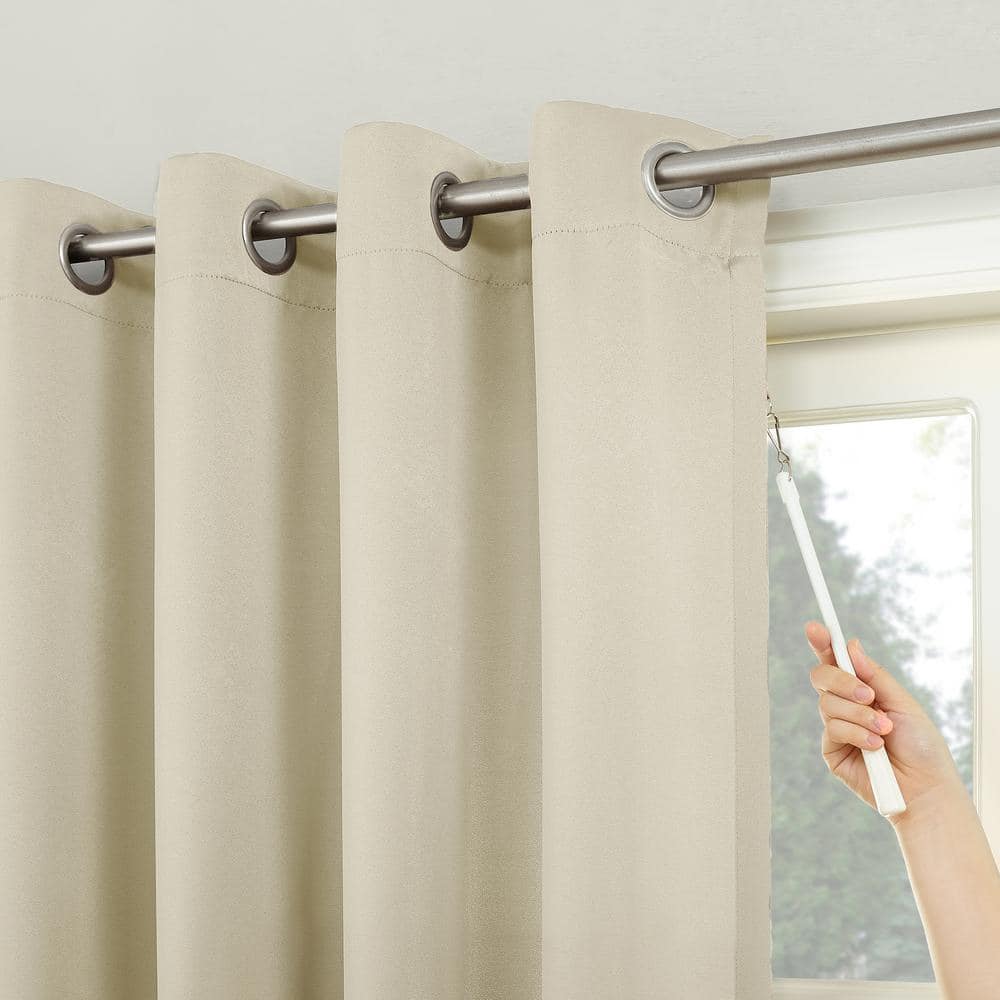 Gavin Pearl Polyester 100 in. W x 84 in. L Grommet Sliding Patio Door Blackout Curtain (Single Panel)