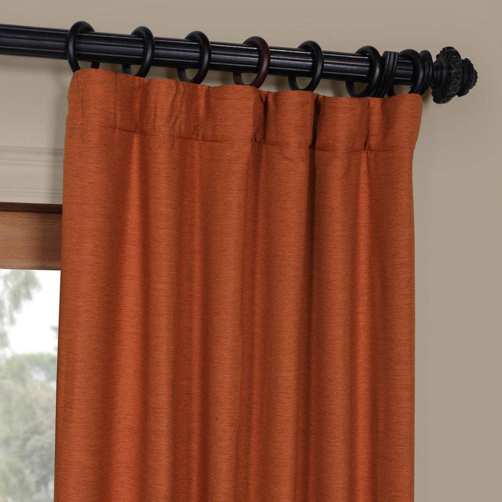 Persimmon Textured Bellino Room Darkening Curtain – 50 in. W x 84 in. L Rod Pocket with Back Tab Single Curtain Panel