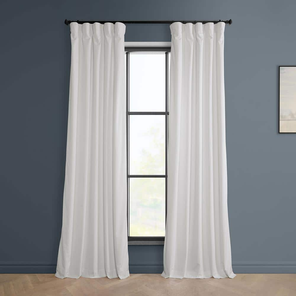 Pillow White Velvet Rod Pocket Room Darkening Curtain – 50 in. W x 108 in. L Single Panel Window Velvet Curtain