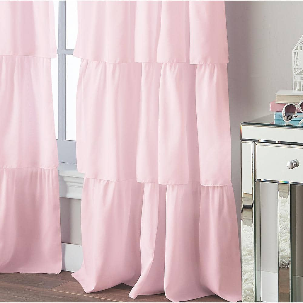 Pink Solid Rod Pocket Room Darkening Curtain – 42 in. W x 95 in. L