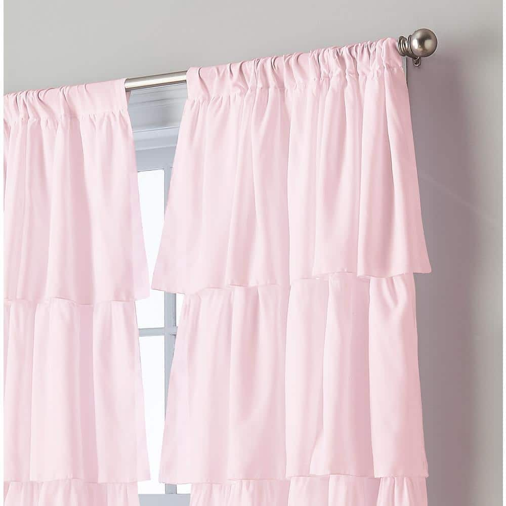 Pink Solid Rod Pocket Room Darkening Curtain – 42 in. W x 95 in. L