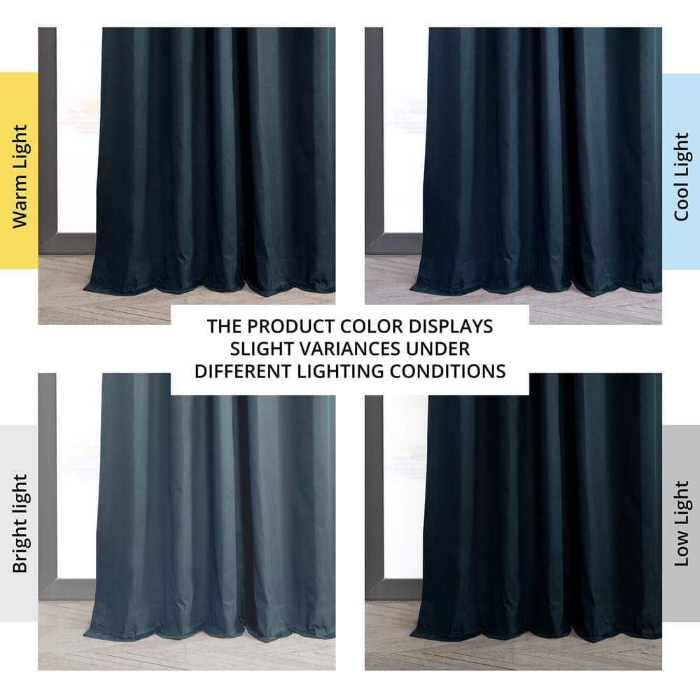 Polo Navy Solid Cotton Thermal Blackout Curtain – 50 in. W x 108 in. L Rod Pocket with Back Tab Single Window Panel