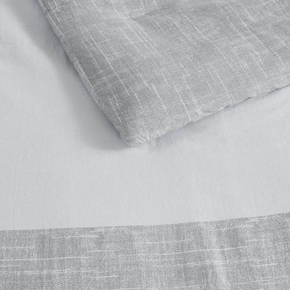 Connery Stripe 3-Piece Gray Cotton King Comforter Set