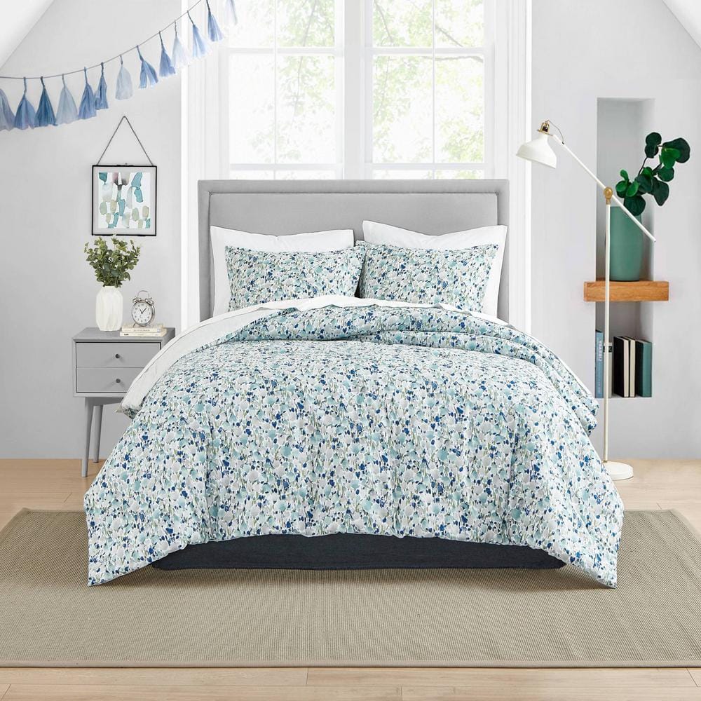 Olivia 3-Piece Blue Cotton King Comforter Set