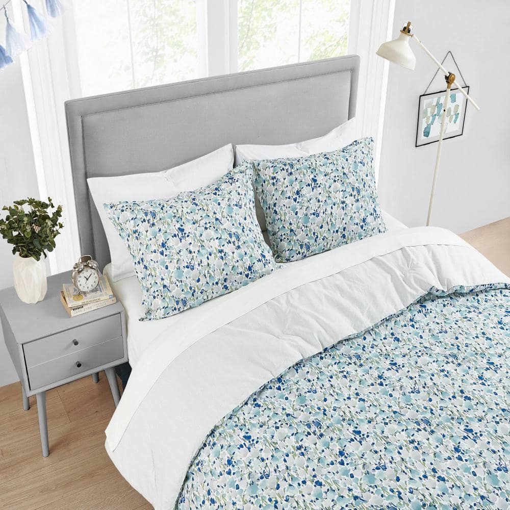 Olivia 3-Piece Blue Cotton King Comforter Set