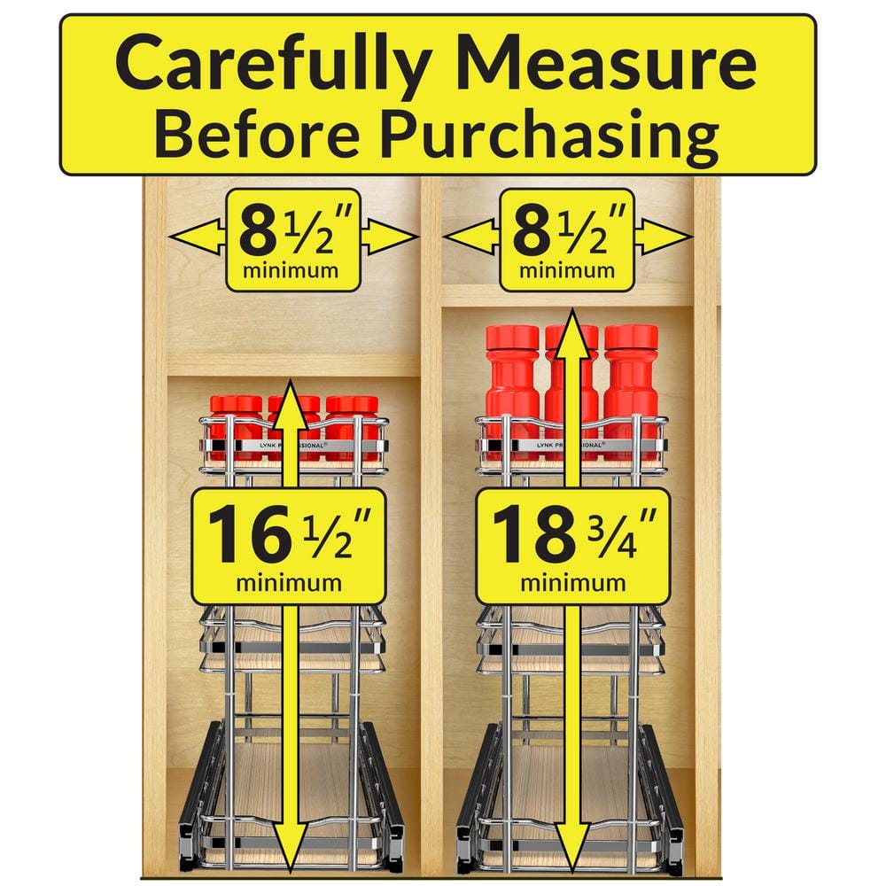 Elite Pull Out Cabinet Organizer – Narrow Slide Out Drawers for Kitchen Cabinets – 6 in. x 21 in. Wood