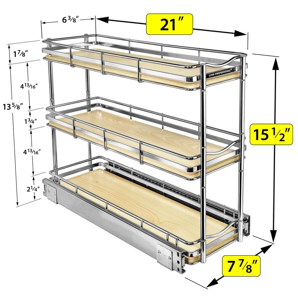 Elite Pull Out Cabinet Organizer – Narrow Slide Out Drawers for Kitchen Cabinets – 6 in. x 21 in. Wood