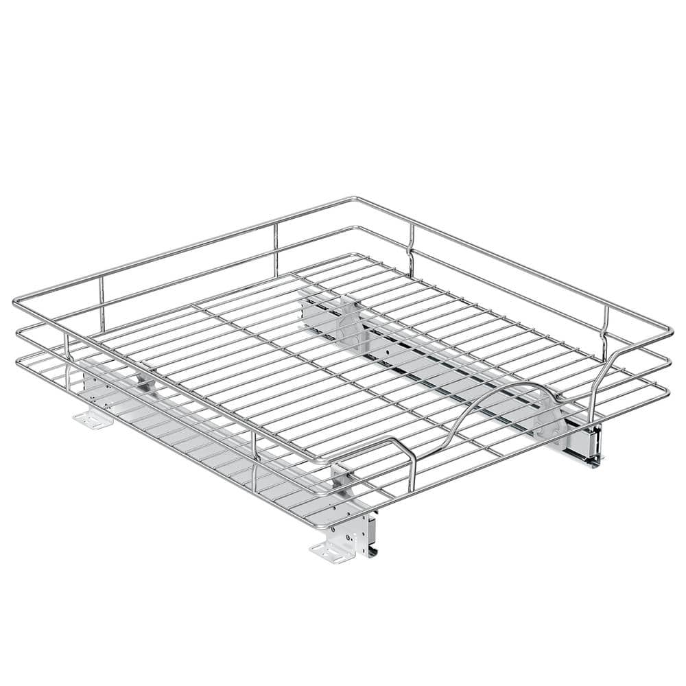 18 in. D x 4.6 in. H x 20 in. W Silver Metal Pull-Out Organizer