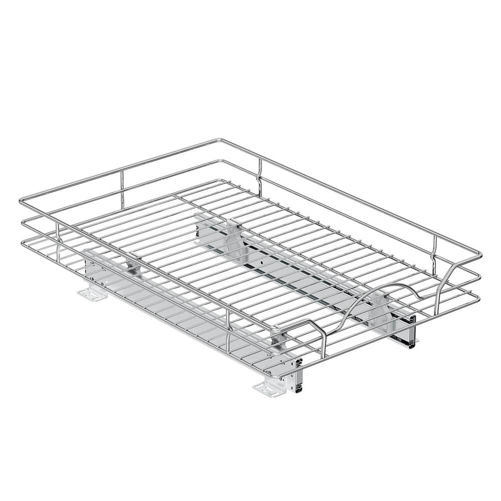 21 in. D x 4.6 in. H x 17 in. W Silver Metal Pull-Out Organizer