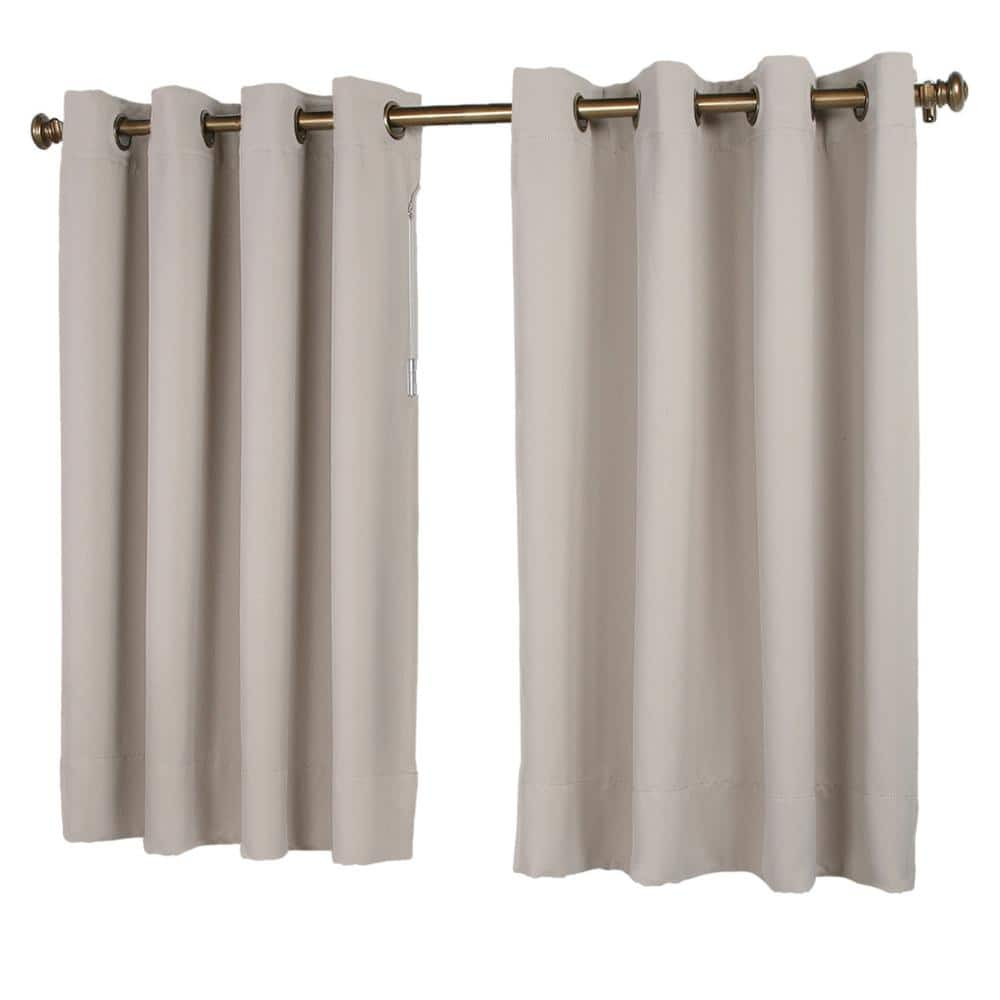 Putty Polyester Solid 56 in. W x 36 in. L Grommet Blackout Curtain