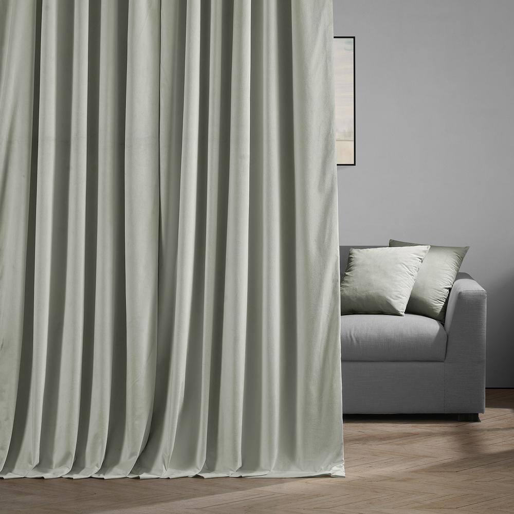 Reflection Grey Extra Wide Velvet Rod Pocket Blackout Curtain – 100 in. W x 120 in. L (1 Panel)