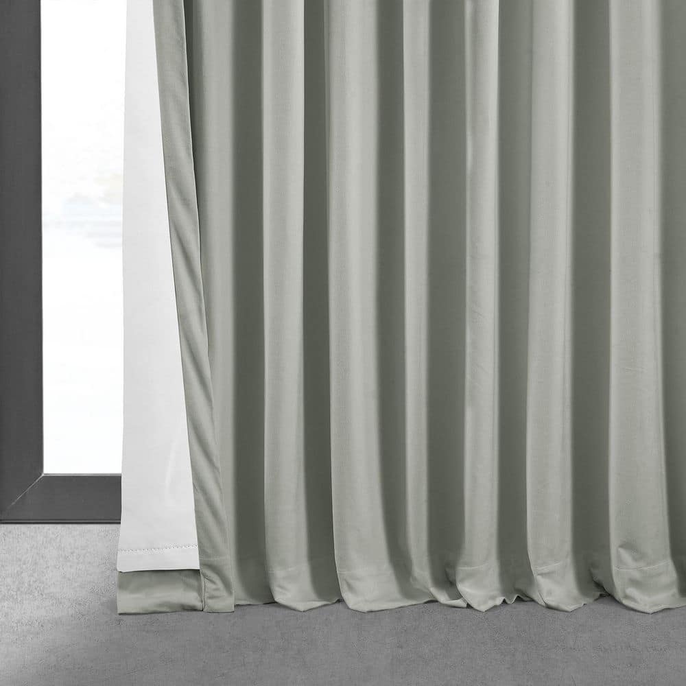 Reflection Grey Extra Wide Velvet Rod Pocket Blackout Curtain – 100 in. W x 120 in. L (1 Panel)