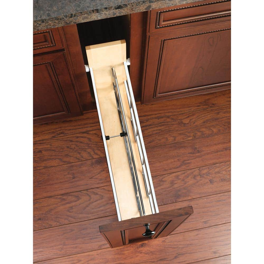 Natural Maple 5 in. Pull Out Cabinet Tray Divider Organizer w/Soft-Close