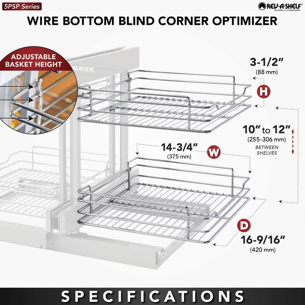 Silver 18″ Pull Out Blind Corner Kitchen Cabinet Organizer