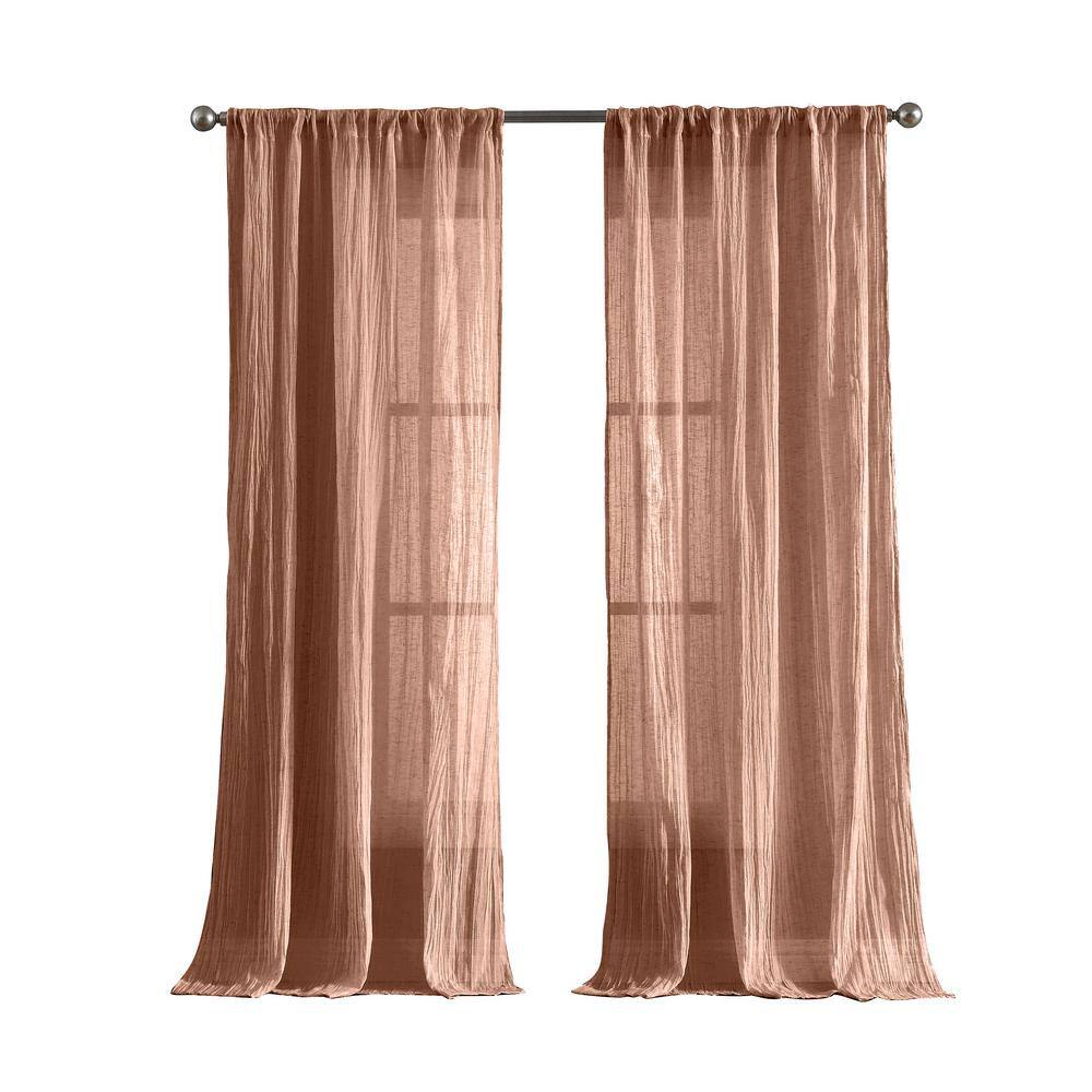 Charter 50 in. x 96 in. Rod Picket Light Filtering Sheer Window Panel in Crushed Dusty Pink (Set of 2 Panels)