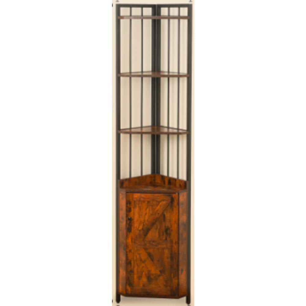 12.59 in. W x 11.80 in. D x 70.87 in. H Corner Storage Cabinets, Pantry Organizer in Rustic Brown