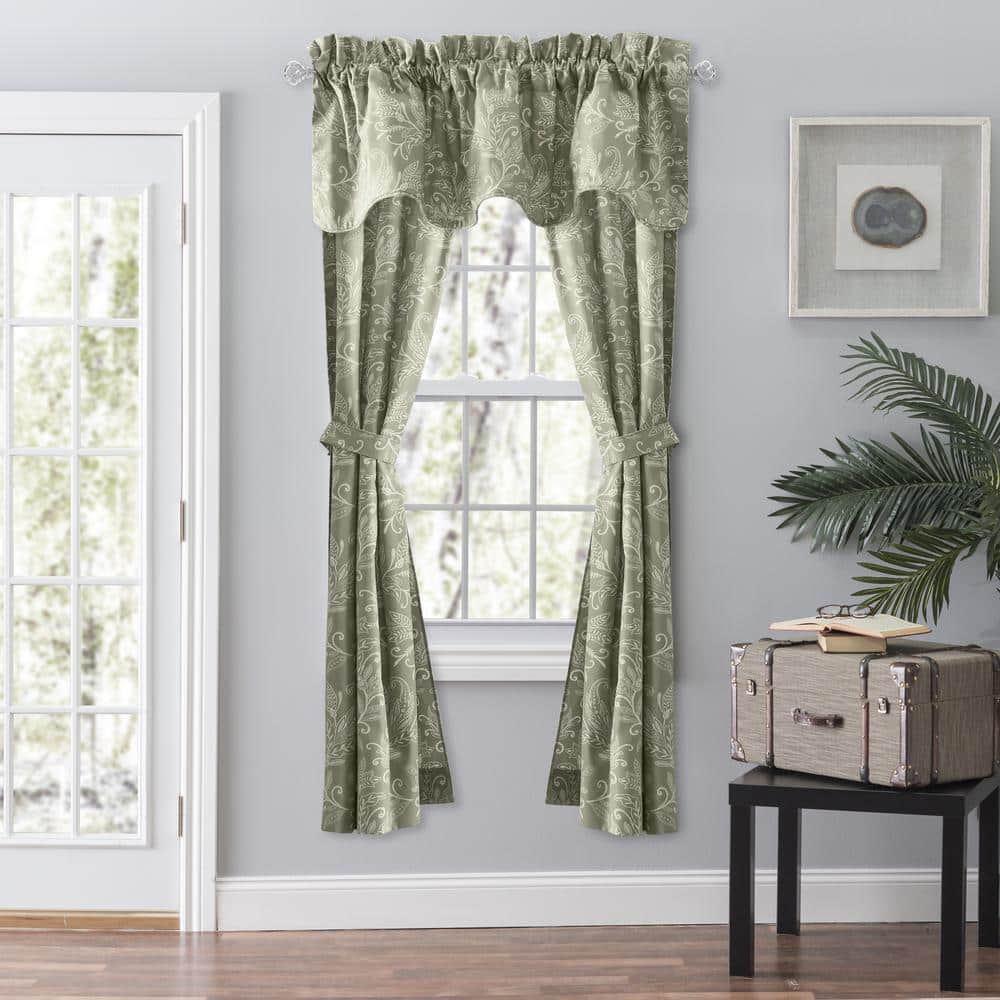 Lexington Sage Leaf Rod Pocket Room Darkening Curtain – 56 in. W x 63 in. L (Set of 2)