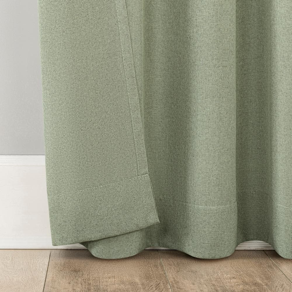 Hathaway Twist Tab Sage Green Polyester 40 in. W x 84 in. L Tab Top Light Filtering Curtain (Single Panel)