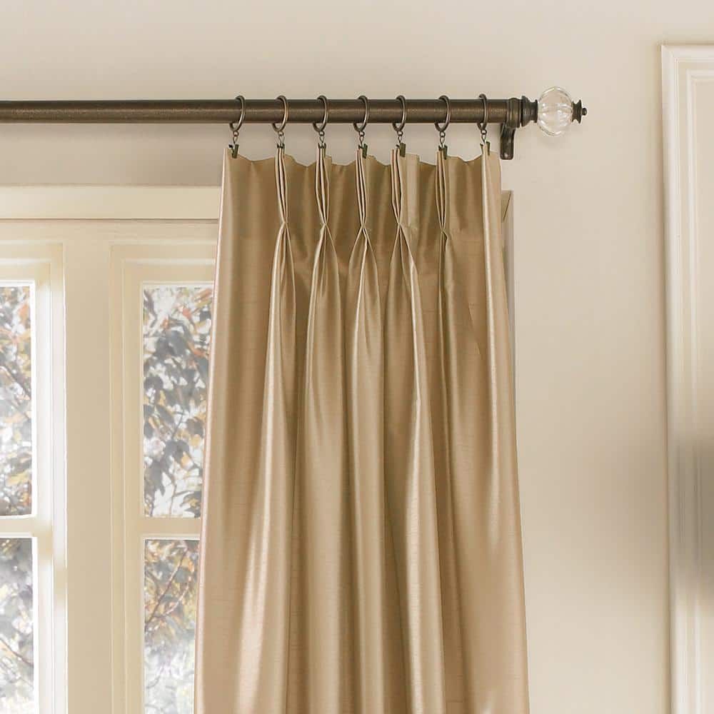 Sand Solid Pinch Pleat Room Darkening Curtain – 30 in. W x 108 in. L