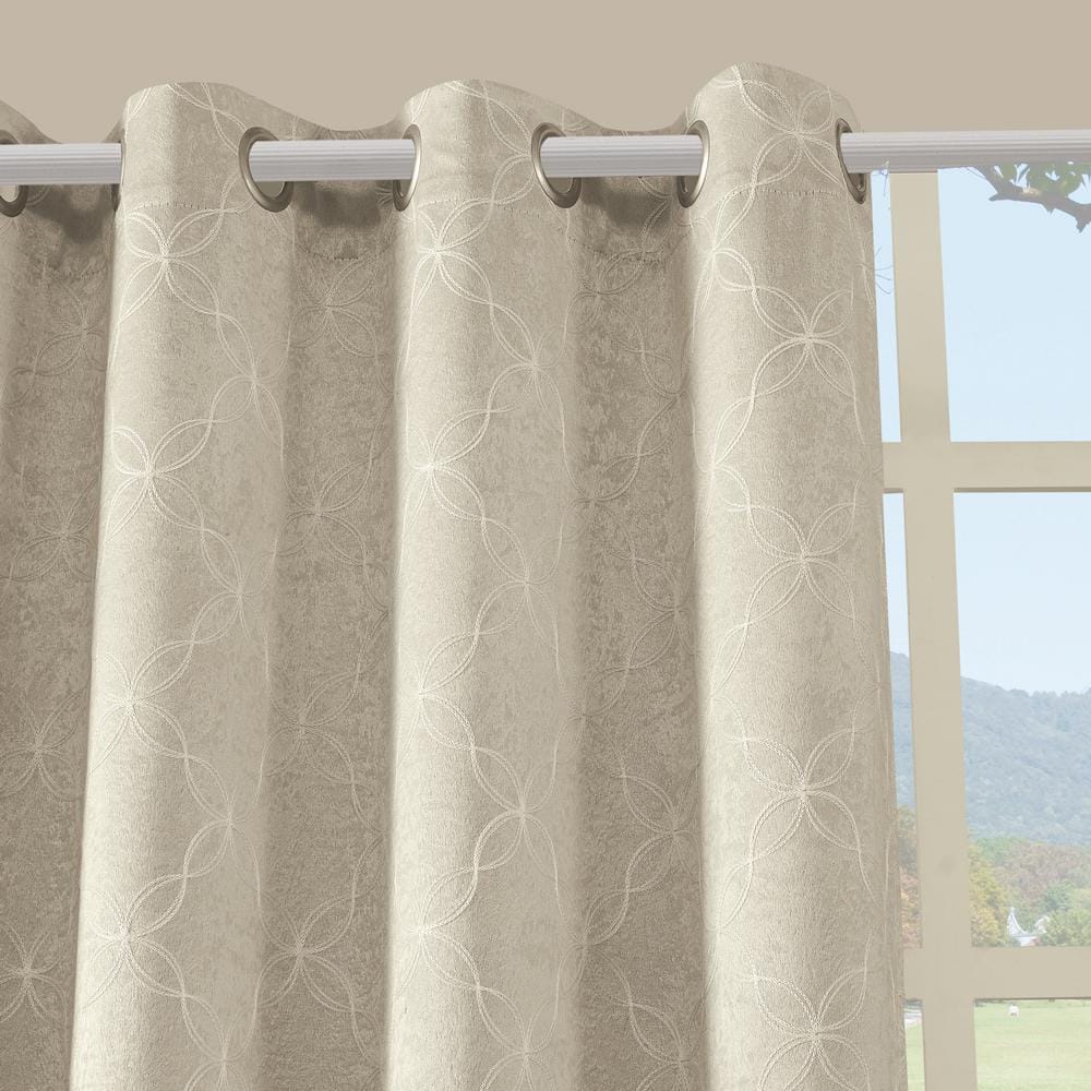 Sand Geometric Thermal Blackout Curtain – 50 in. W x 84 in. L