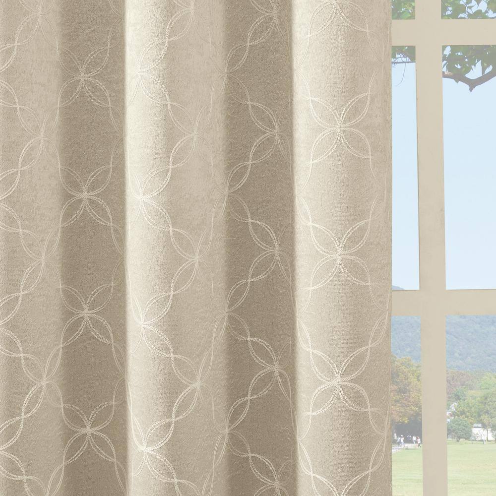 Sand Geometric Thermal Blackout Curtain – 50 in. W x 84 in. L