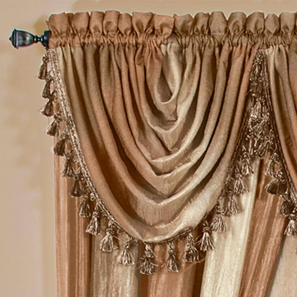 Ombre 42 in. L Polyester Window Curtain Waterfall Valance in Sandstone